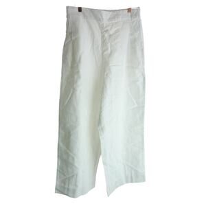 NWT Madewell Pull On Straight Crop Linen Blend White Pants 8